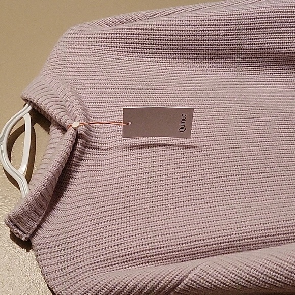 Quince Merino Wool Turtleneck Sweater Dress in Silver Birch & Black & Heather Gr - Picture 2 of 13